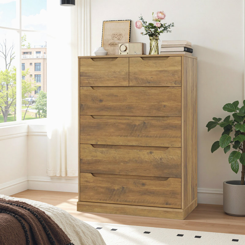 Commode 6 tiroirs l 27,6 po, Brun
