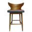 Ensemble de 2 chaises de bar de style Mid-Century, tissu gris, bois d'hévéa, 41 po, rembourré, 41 po