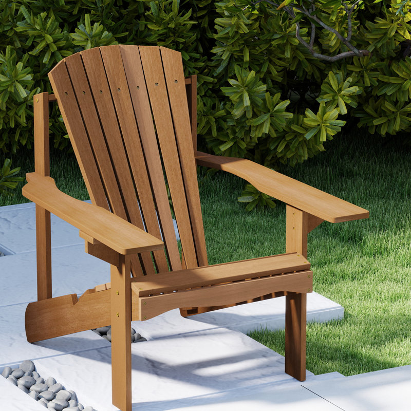 Grand fauteuil de patio en bois Meriri avec coussin Adirondack Meranti
