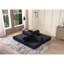 Canapé-lit convertible avec coussin cylindrique - Coussin en velours côtelé avec cadre de forme fixe pour le salon, la chambre à coucher, le salon, le studio - noir-2873945-2873951