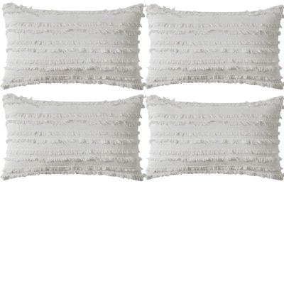 Ensemble de 4 housses de coussin rectangulaires à motif jacquard rayé