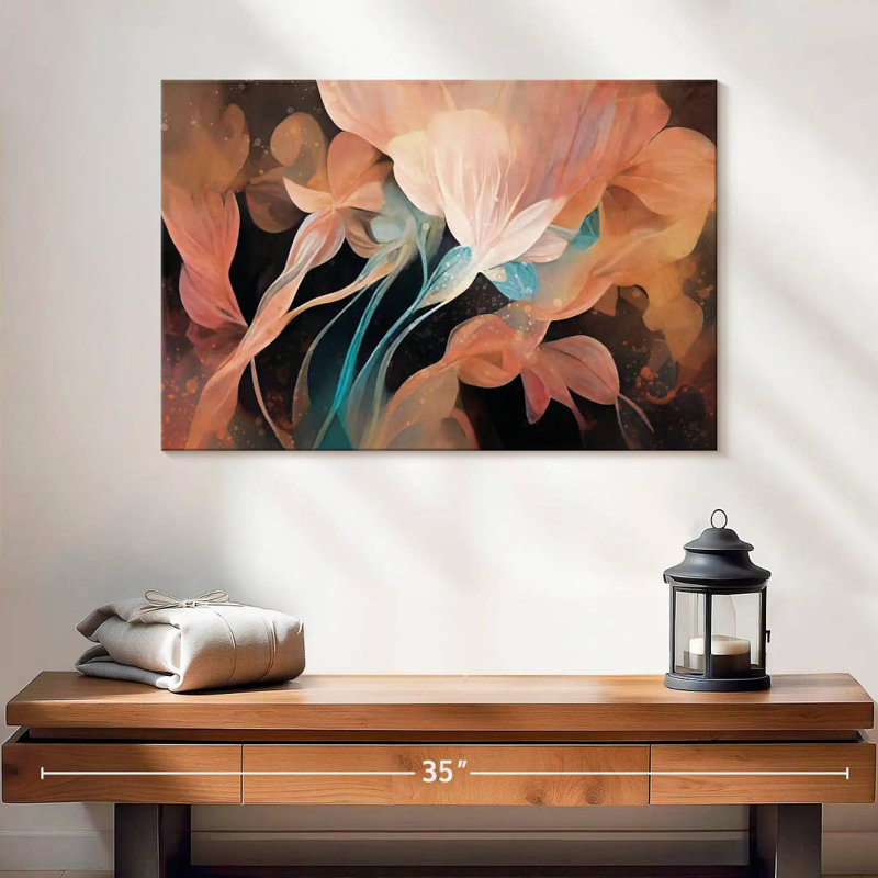 Fleurs de pêche abstraites Avery, H 16 po x l 24 po