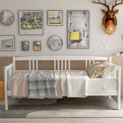 Lit de jour moderne en bois massif, multifonctionnel, taille simple, blanc (SKU précédent: WF191899AAK)