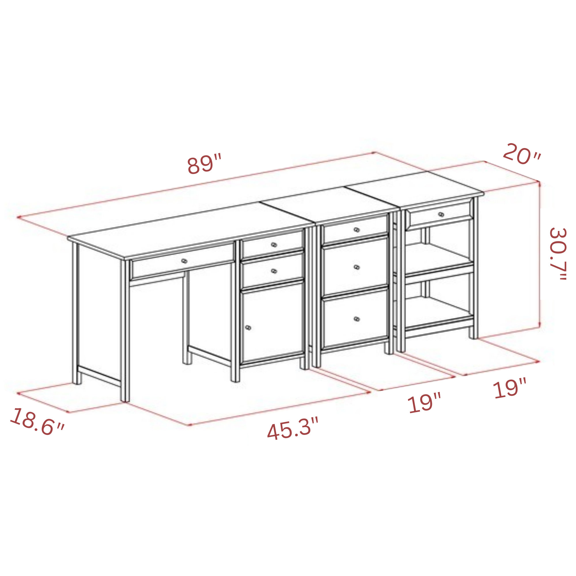 Three Posts Aisha 3 Solid Wood Writing Desk Office Set Wayfair Canada