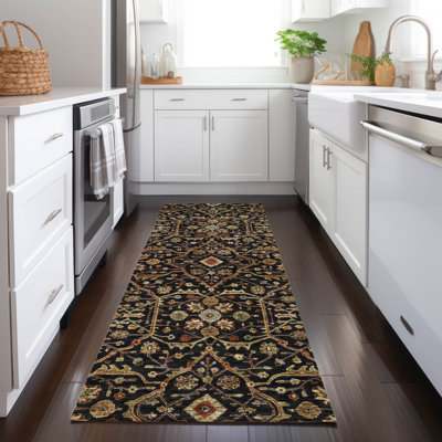 Machine Washable Indoor/Outdoor Segin ACN1130 Black Rug