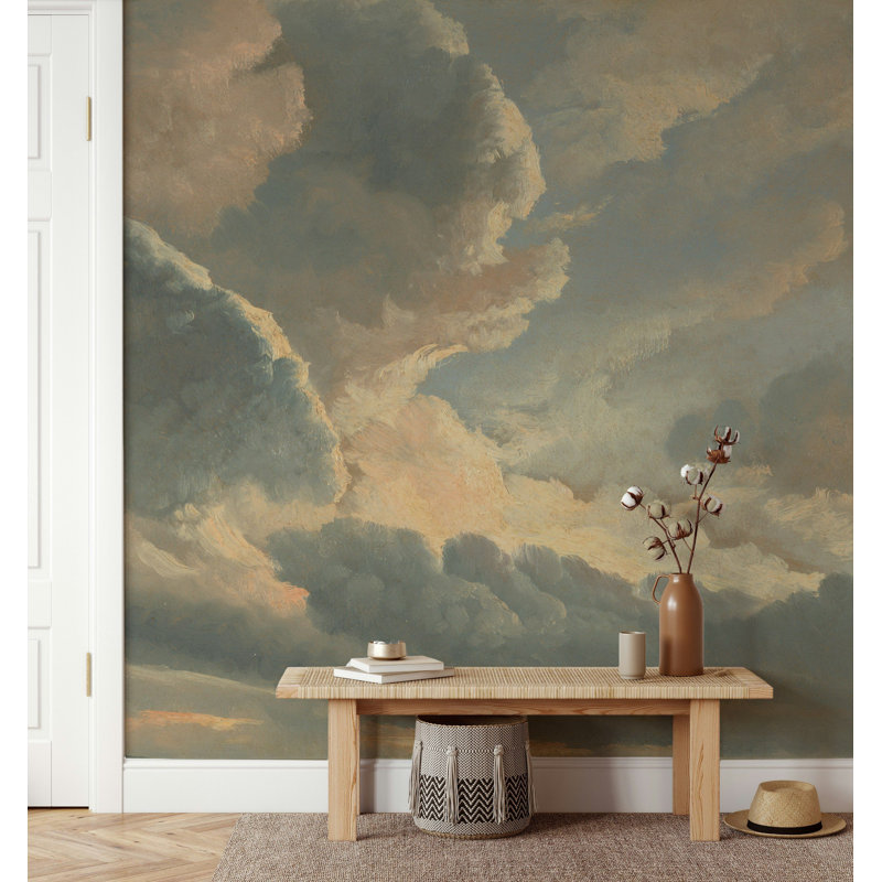 Papier peint Cloudscape bleu ciel pastel, L 140 po x L 108 po