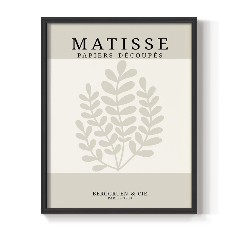 Matisse CDXVI, reproduction encadrée - bois massif, Cadre simple noir, H 14 po x l 11 po