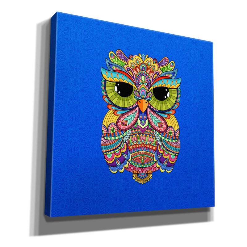 «Charmant hibou Charlie» par Hello Angel, art mural sur toile, H 12 po x l 12 po