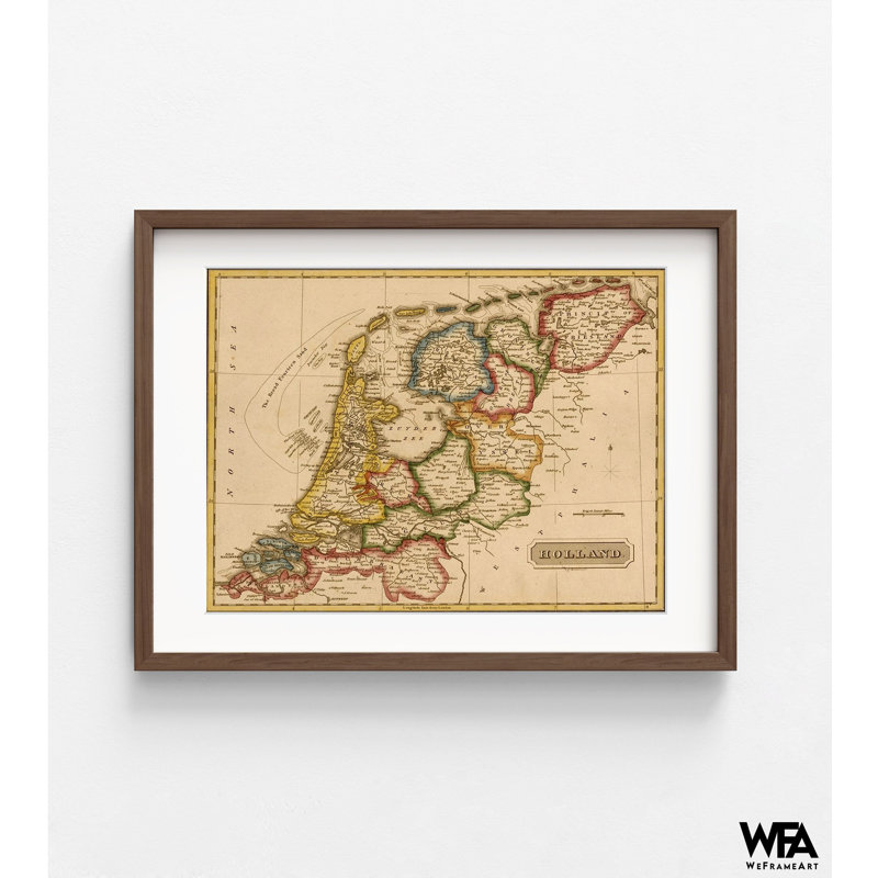 Holland, Pays-Bas 1817, impression de carte ancienne, impression de carte de bureau des Pays-Bas, carte de l'Europe antique, impression de décoration de bureau à domicile