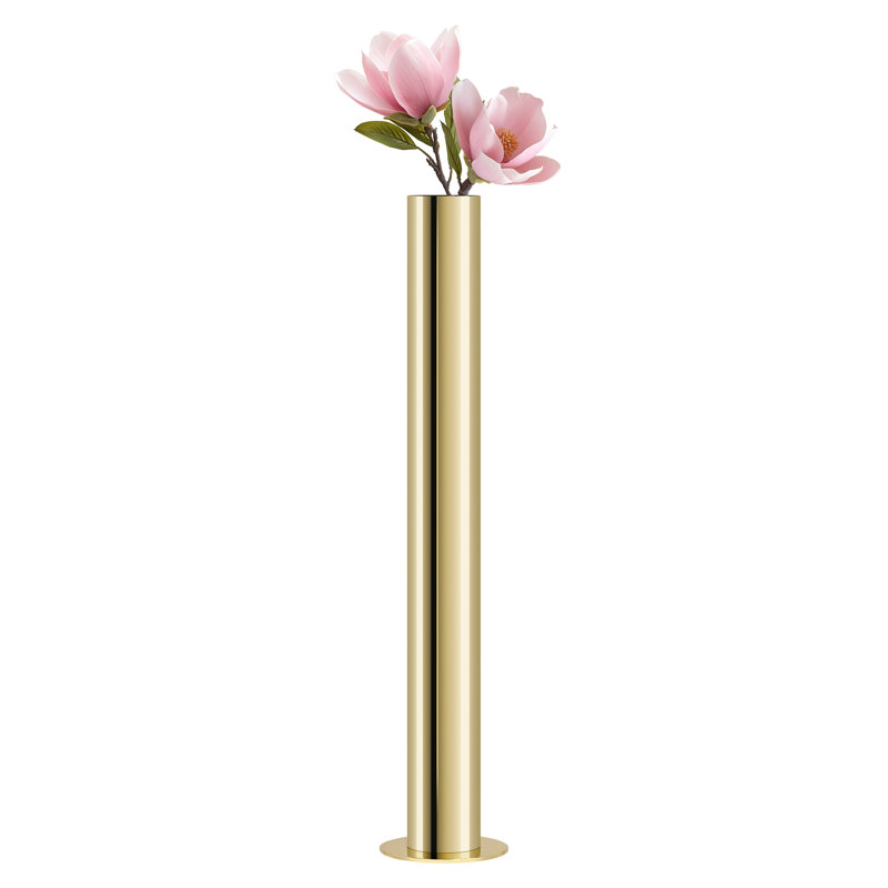18" Gold Stainless Steel Reflective Pipe Vase, Gold, 18 inch