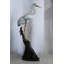 Sculpture bronze en forme de héron sur base de marbre en bois flotté 17 po x 17 po x H 37 po