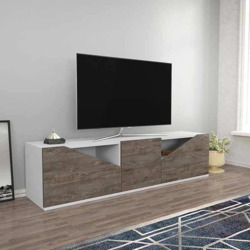 Brunehilde TV Stand for TVs up to 70", White/Dark Coffee