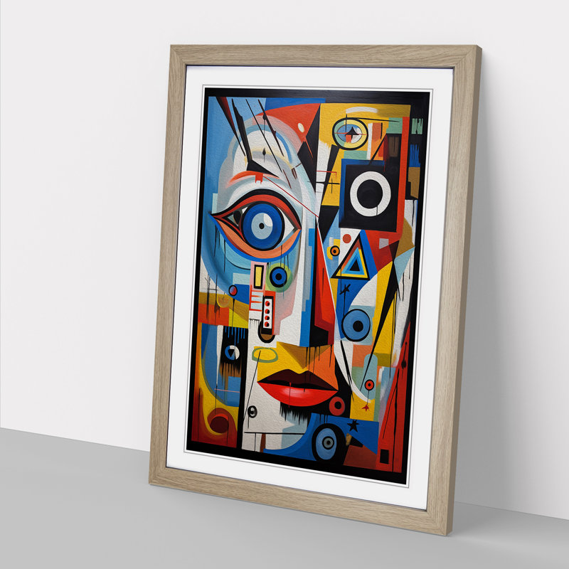 Eye Constructivism - Single Picture Frame Print on Wood, Oak Framed, 64cm H x 46cm W