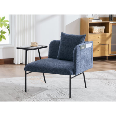 Fauteuil d'appoint rembourré en chenille de 33,8 po de largeur avec table d'appoint et coussin