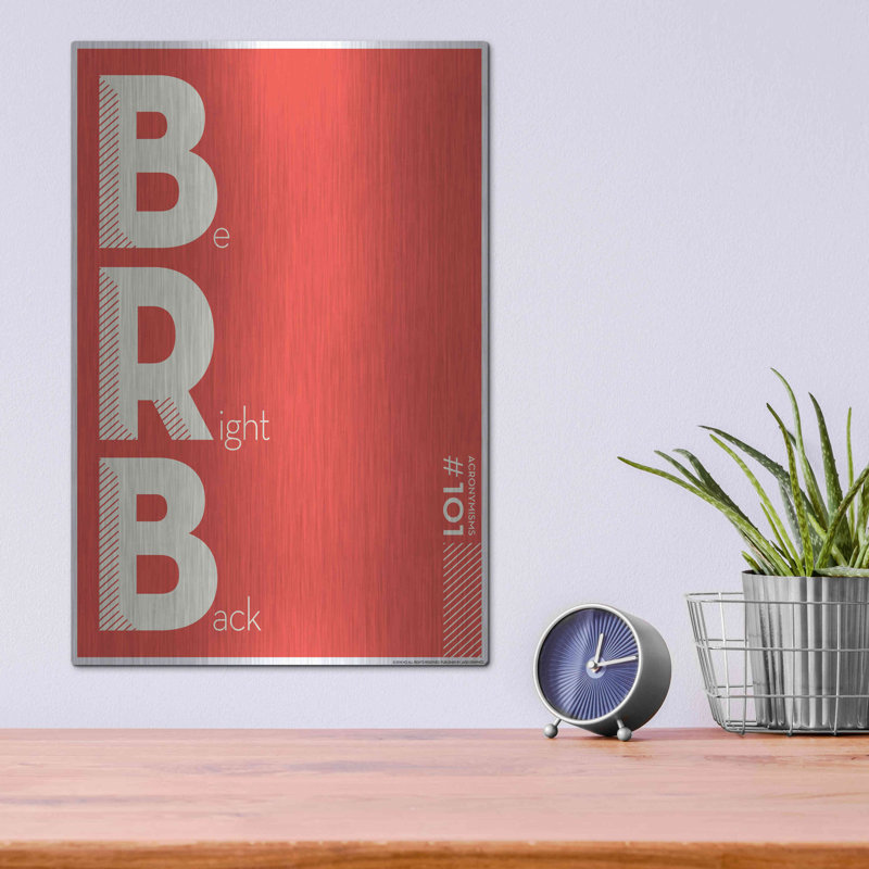 Trinx «Brb» par JJ Brando, art mural en métal, H 16 po x l 12 po