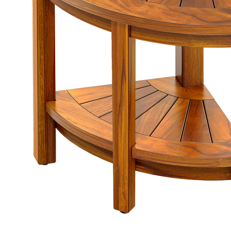 Fan-Shaped Solid Wood Shower Bench