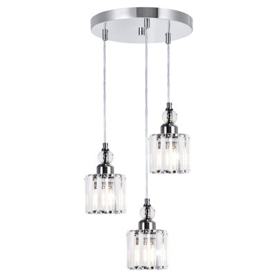 Luminaire suspendu cylindrique en cristal 3 lumières