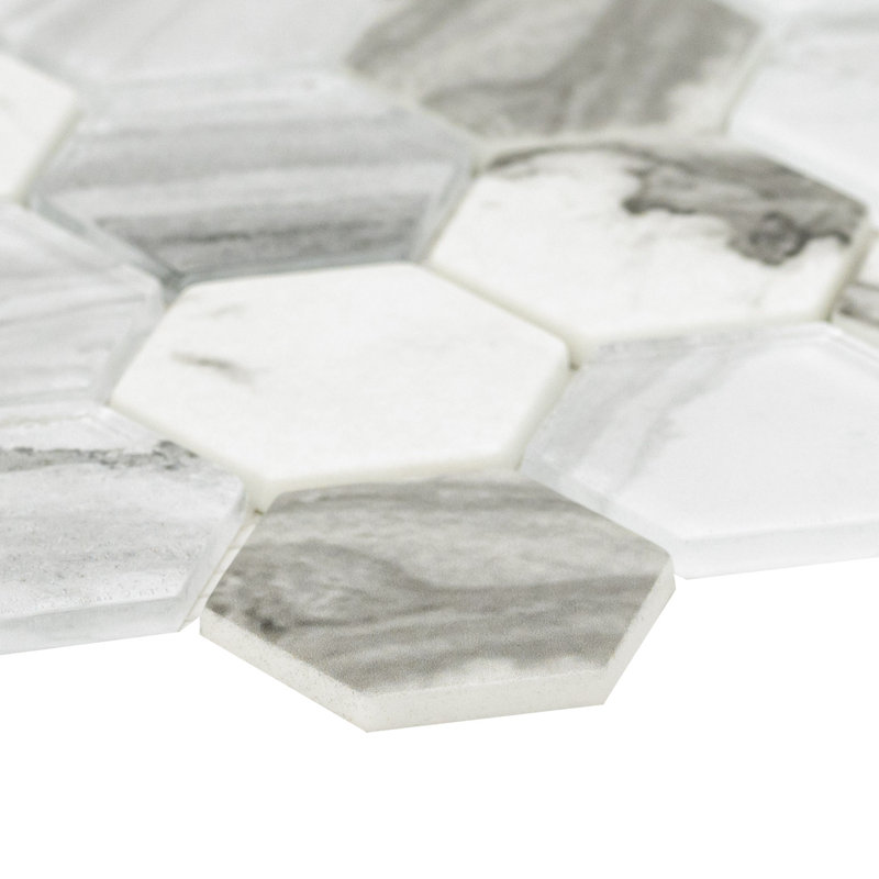 Carreau de mosaïque en verre 11,73 po x 11,79 po Esperanza Hexagon