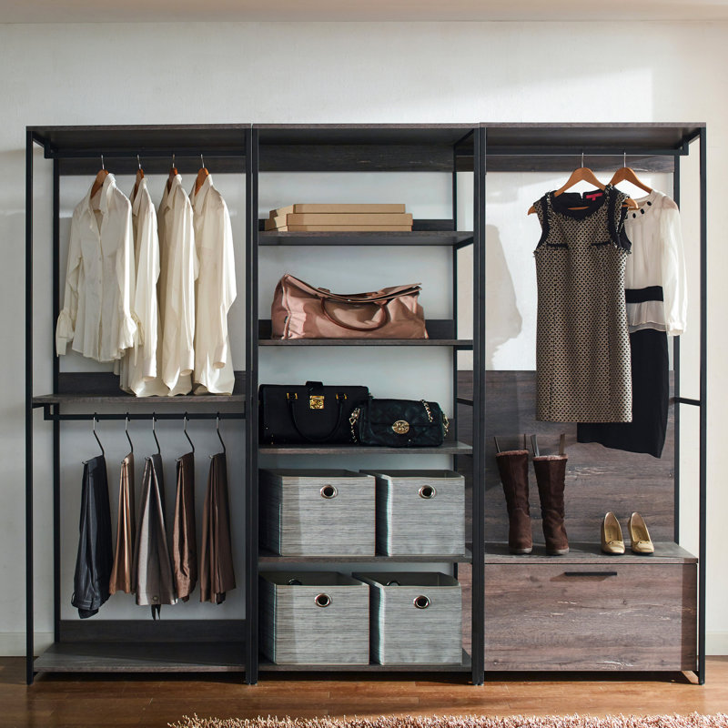 Walk-in avec rangement extra profond et cadre modulaire, fabrication en métal thermolaqué, options, résistance à l'eau et à la chaleur, tableau Stain Scratch E0
