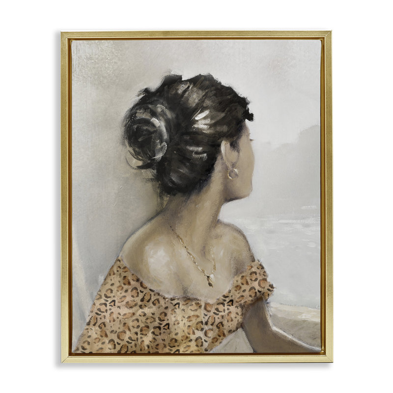 Cadre flottant Portrait de femme regardant ailleurs, design par E. Anthony Orme, H 21 po x l 17 po