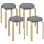Ensemble de 4 tabourets ronds empilables avec siège rembourré pour la cuisine, gris
