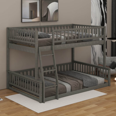 Full XL Over Queen Bunk Bed With Ladder And Guardrails