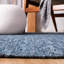 Rosemarie Vintage Leather Flat Weave Recycled Leather/Cotton Solid Colour Rug in Grey/Blue-1773180001