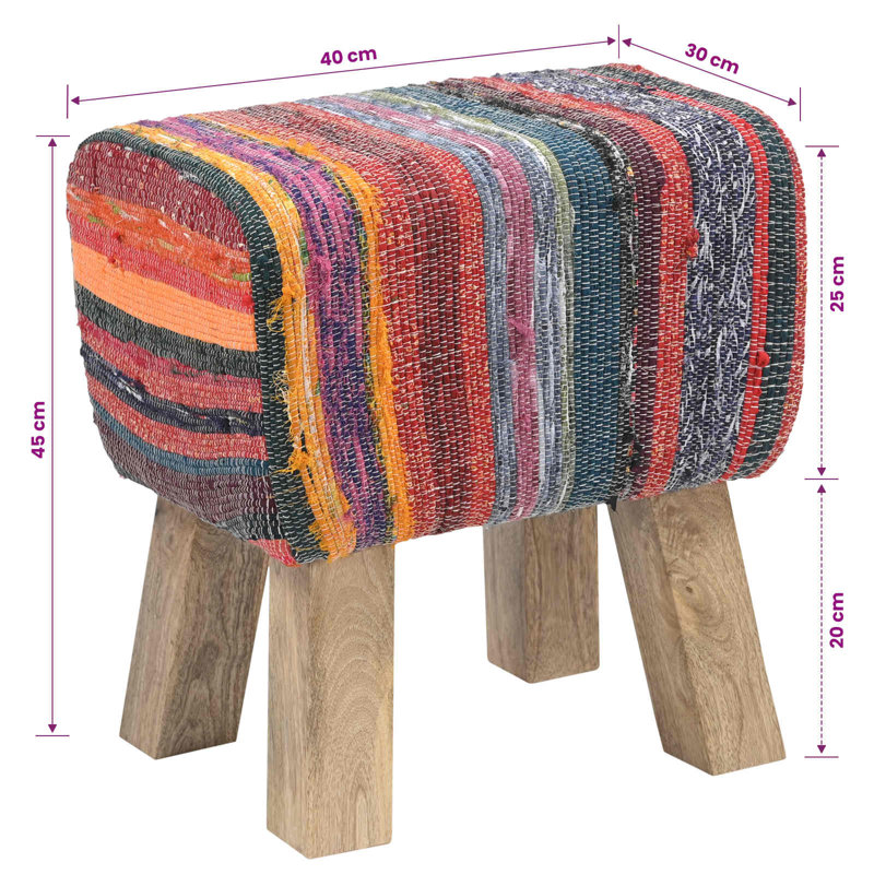 Storage Bench, 45cm H x 40cm L x 30cm D, Striped, Multicolour
