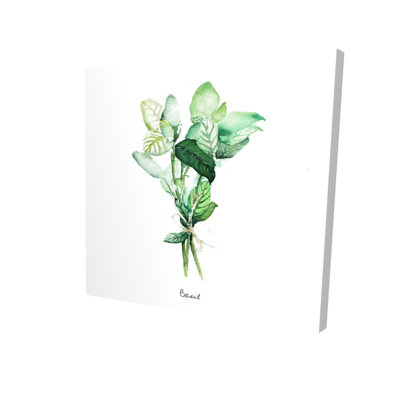 Toile de feuilles de basilic attachées | Art décoratif pour la maison