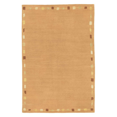 Icecube Border Area Rug in Beige/Gold