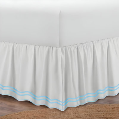 400TC Wavy Embroidery & Border Cotton Sateen Solid Bed Skirt Upto 50" Drop Length
