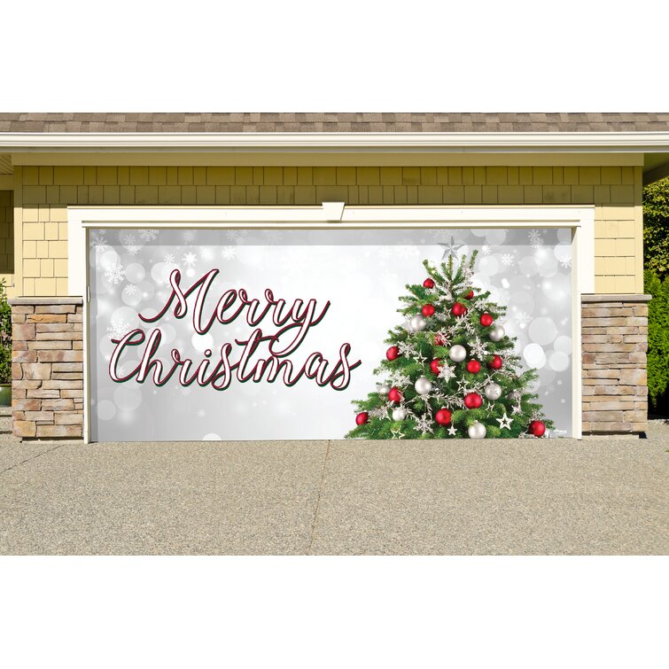 Merry Christmas Tree Garage Door Mural