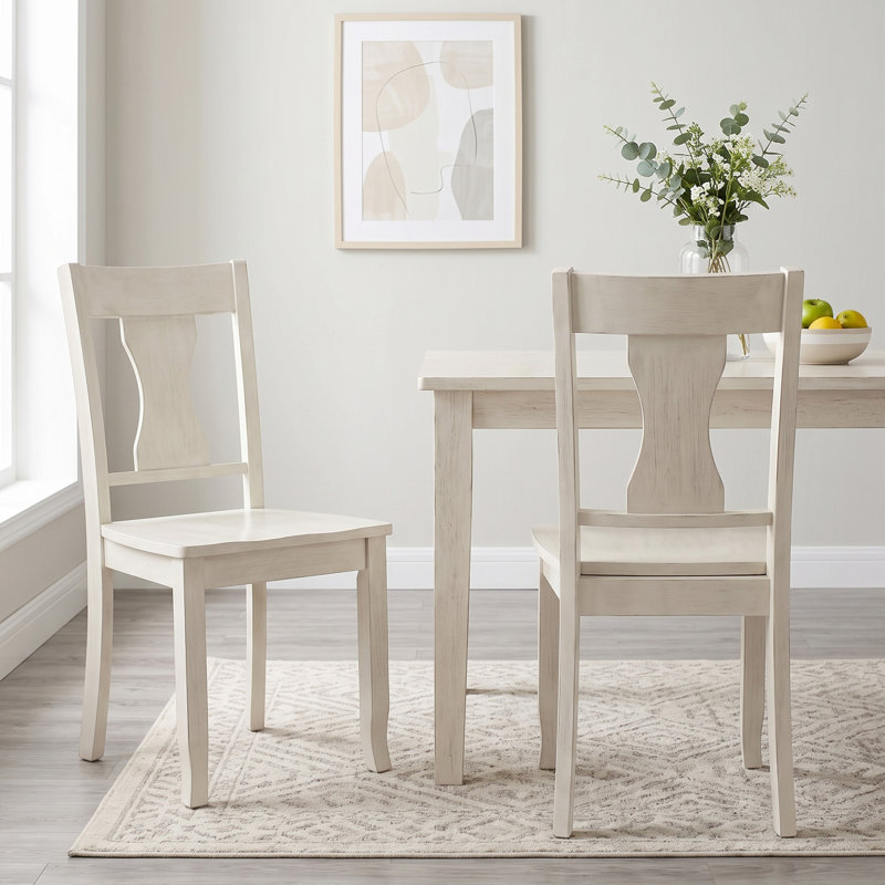 Chaise en bois massif H 17,5 po, Blanc antique