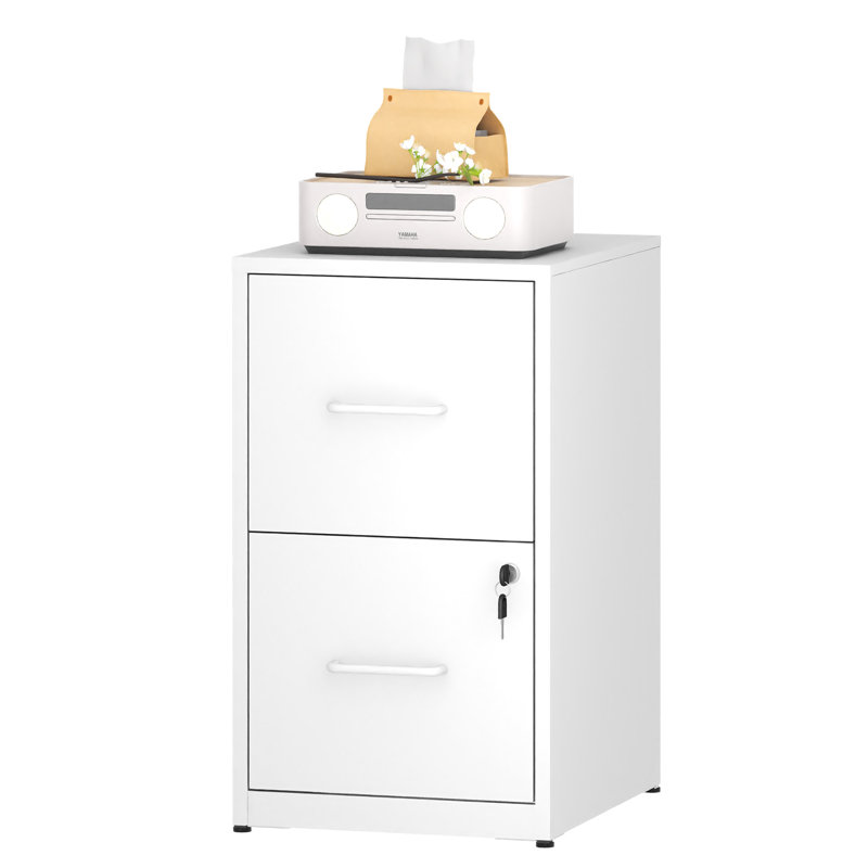 2-Drawer Metal Vertical Filing Cabinet - Sturdy Steel Storage for Home Office, Printer Stand, A4/Letter Size, White