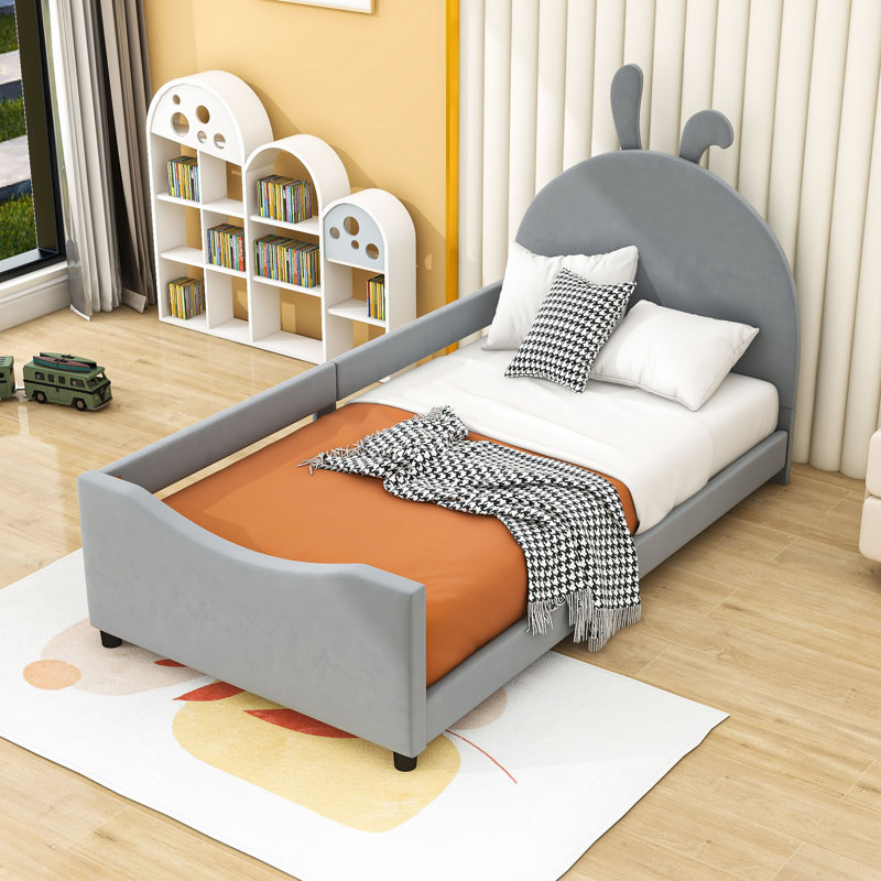 Lit plateforme tapissier Allinah, gris