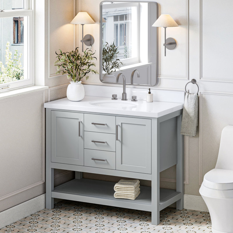 Ensemble de meuble-lavabo simple 43 po Abby, Gris