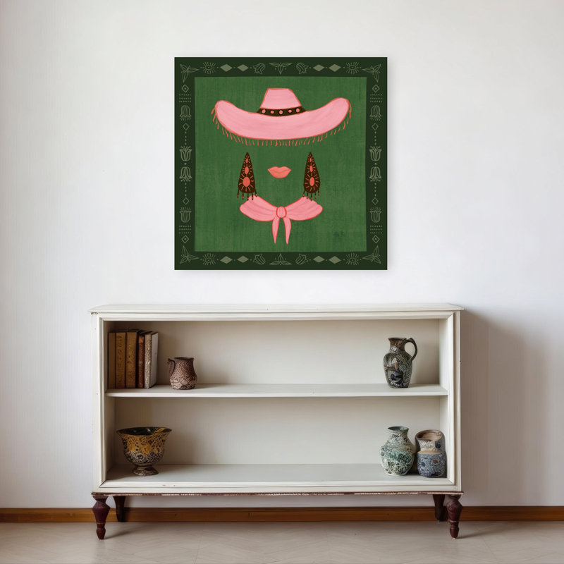 Rose, cow-chic, chic, abstrait, portrait rustique moderne, art mural, H 32 po x l 32 po