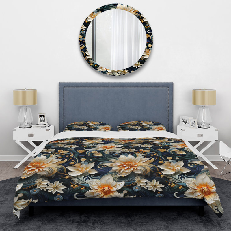 Paisly Floral Escape Motif - Ensemble de housse de couette floral, Housse de couette pour très grand lit et 2 très