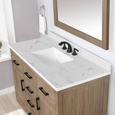 43.5 in. Quartz Vessel Vanity Top in Natural White with Single Hole in 1  Hole-Rectangular Vessel VT43.5x22-1RV-4W-A-W-1 Online 