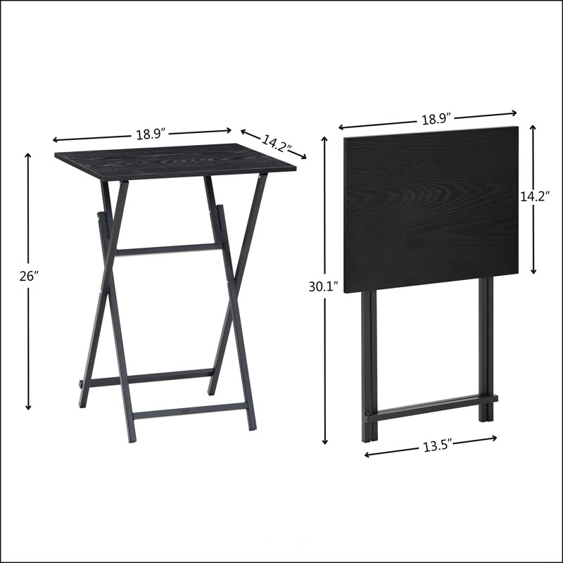 2-Piece Folding TV Tray Table, Black