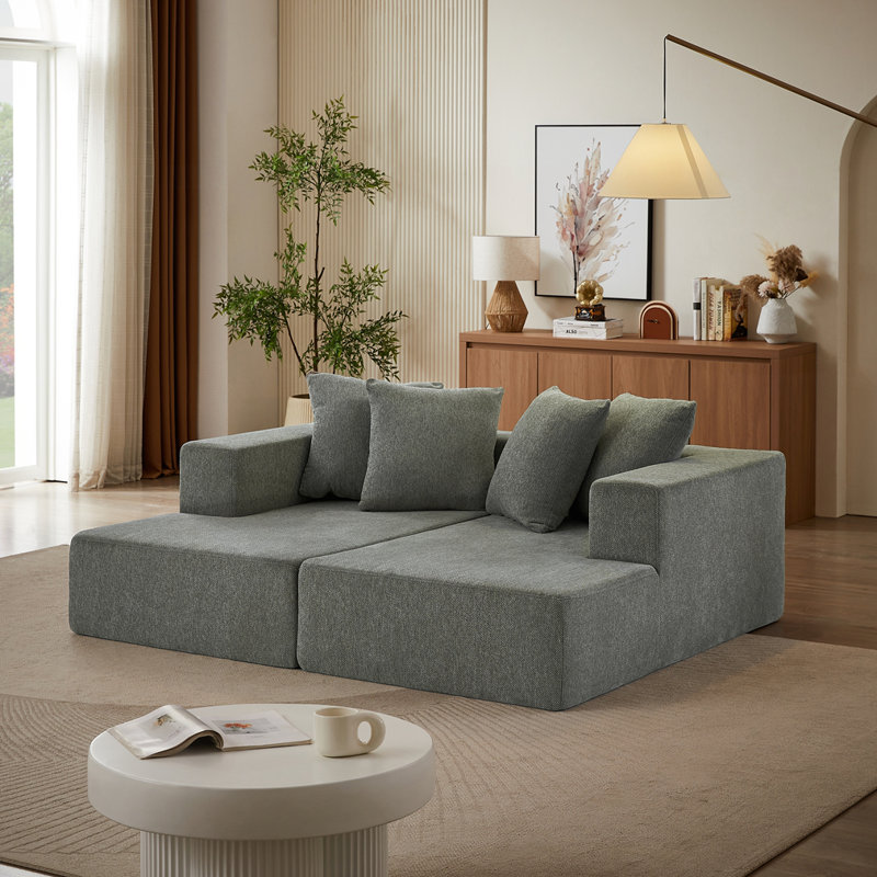 Modern Chenille Sectional Sofa, Gray