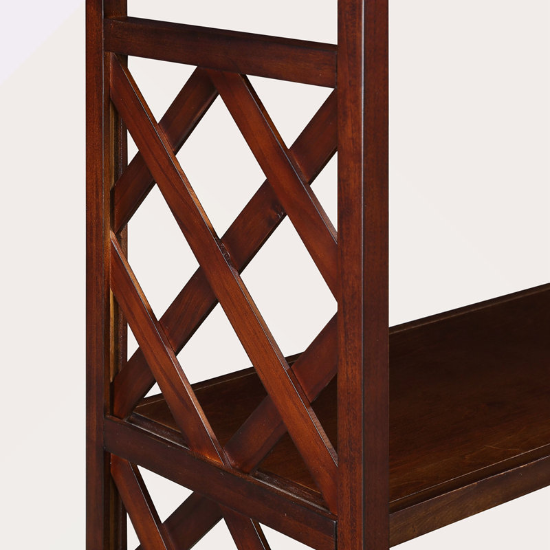 Console à 3 niveaux avec tablettes de rangement, bibliothèque ouverte avec pieds en bois massif pour le couloir, le salon et la chambre à coucher. Cerise