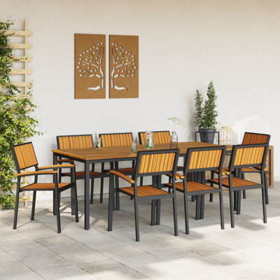 Rectangular 9 - Piece 8 - Person 200Cm L Outdoor Table Set