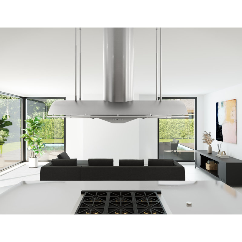 Zephyr Trapeze 60 in. Island Mount Range Hood with LED Lights in Stainless Steel, 54"