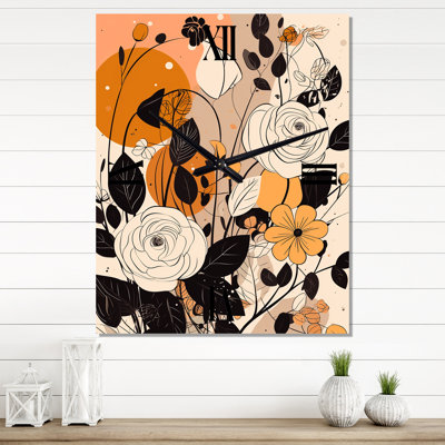 Horloge murale rétro rétro en terre cuite II - Botanicals abstraits