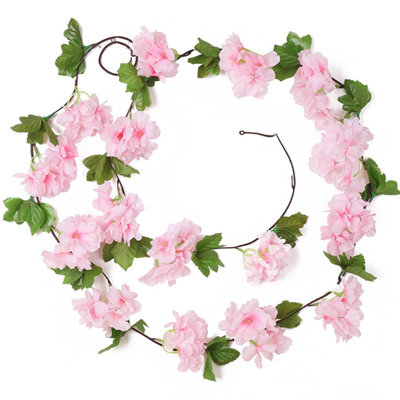 2 pièces 7,5 pi longueur fleur artificielle fleur de rotin cerisier vigne hortensia enroulement climatisation conduit vigne en plastique fleur de soie murale
