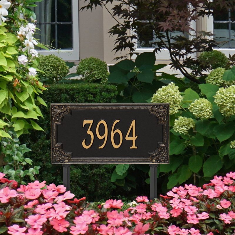Plaque d'adresse sur 1 ligne Signature Series, Noir, Or, Oui