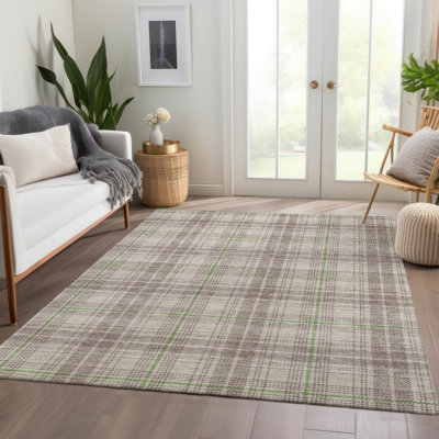 Premium Machine Washable Lyndhurst AMF993 Plaid Rug