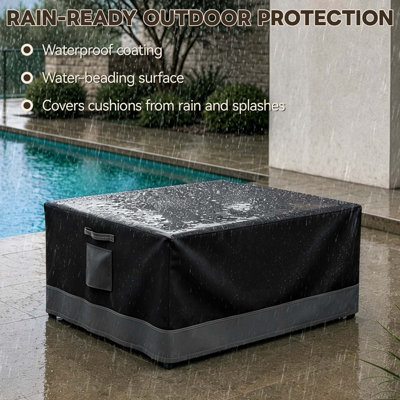 2-Piece Ottoman Cover – Heavy Duty 600D Waterproof Outdoor Furniture Cover with Elastic Hem & Vents