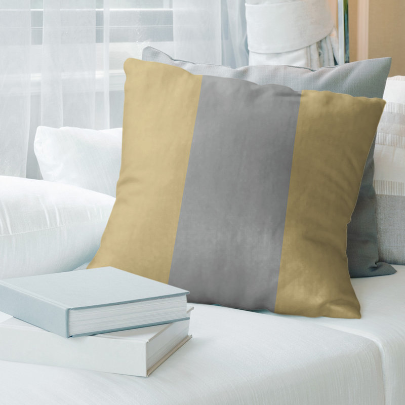 Coussin en suède Colorado, 14 po x 14 po, Doré / gris / doré